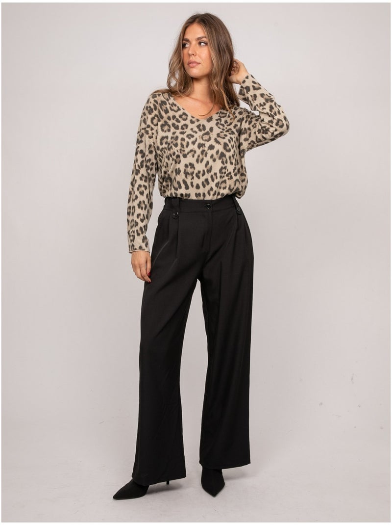 Maglione in maglia sottile con stampa leopardata farenza Beige - Kiabi
