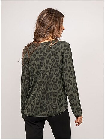 Maglione in maglia sottile con stampa leopardata farenza