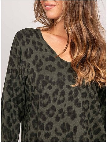 Maglione in maglia sottile con stampa leopardata farenza