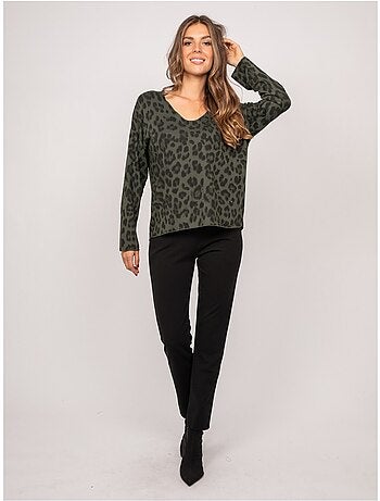 Maglione in maglia sottile con stampa leopardata farenza