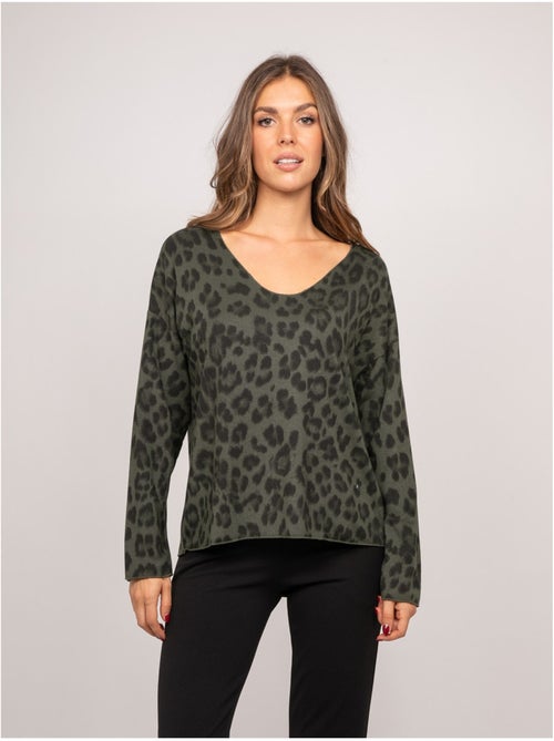 Maglione in maglia sottile con stampa leopardata farenza - Kiabi