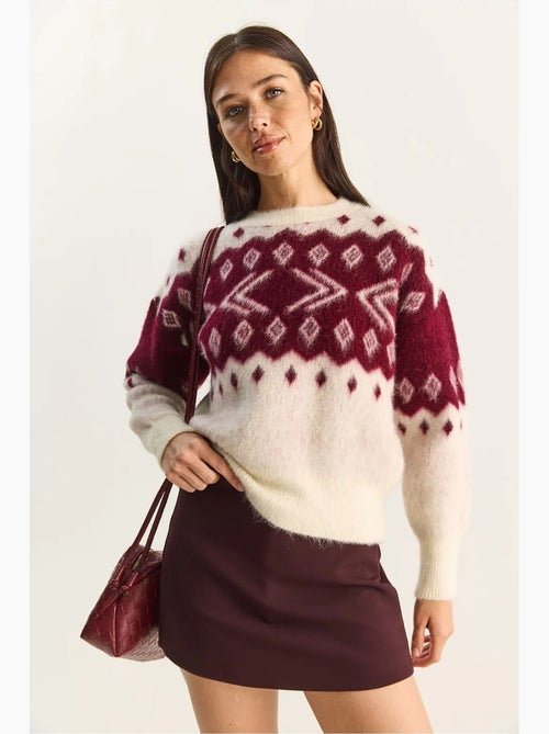 Maglione in maglia spessa con motivo etnico e girocollo lucci - Kiabi Maglione in maglia spessa con motivo etnico e girocollo lucci - Kiabi
