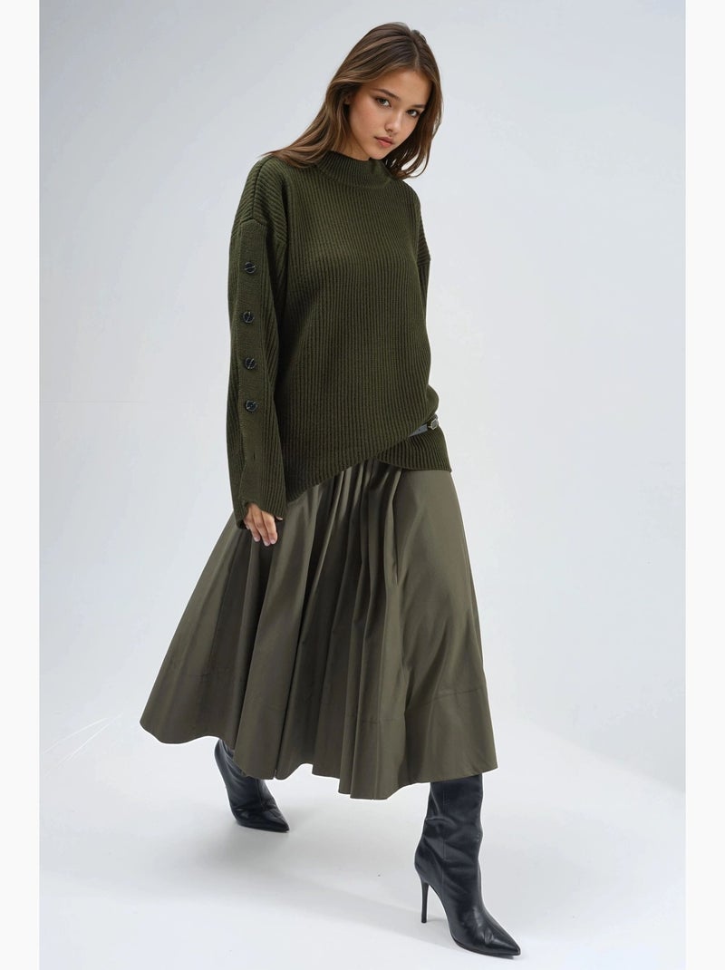 Maglione in maglia spessa con spacco e dettagli con bottoni hiccup Cachi - Kiabi