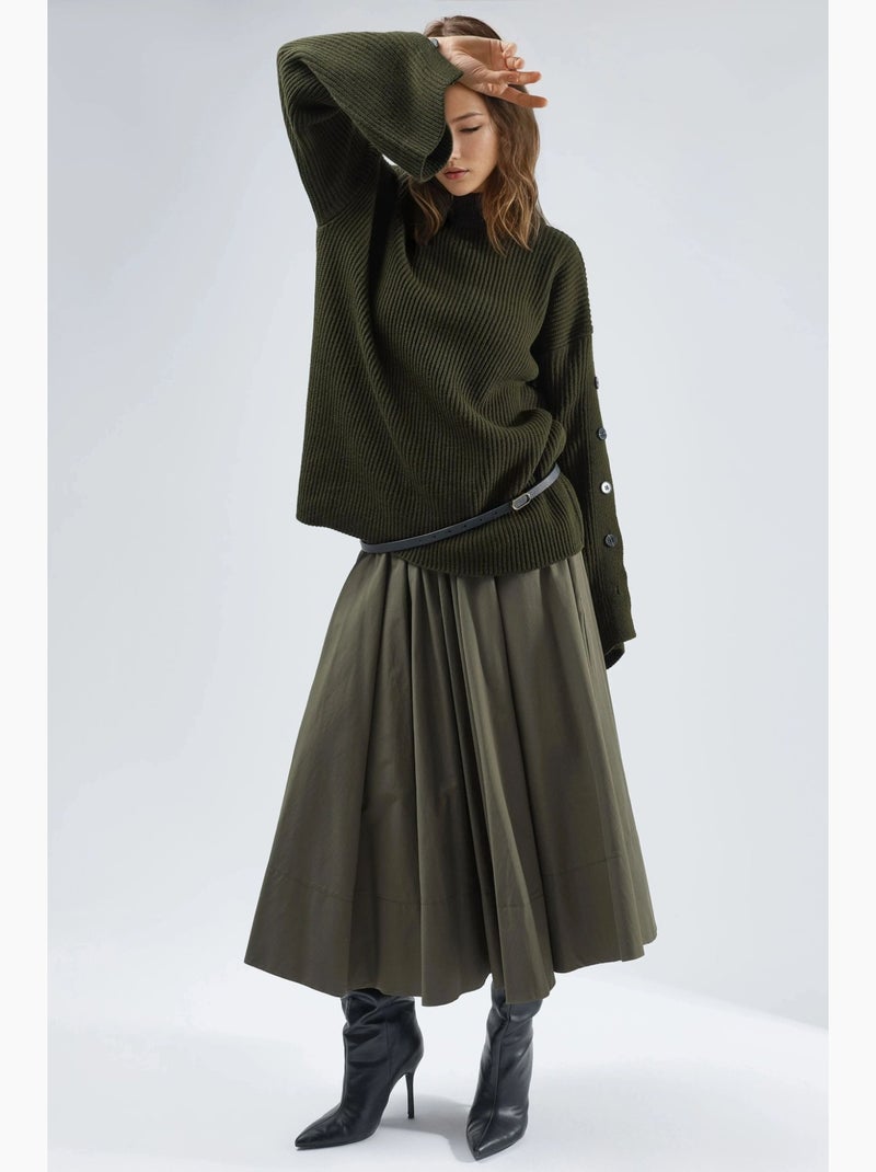 Maglione in maglia spessa con spacco e dettagli con bottoni hiccup Cachi - Kiabi