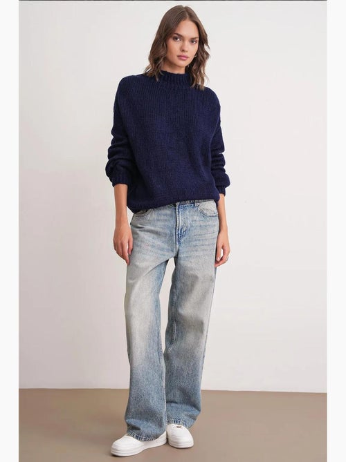 Maglione in maglia spessa relaxed fit con girocollo mixray - Kiabi Maglione in maglia spessa relaxed fit con girocollo mixray - Kiabi