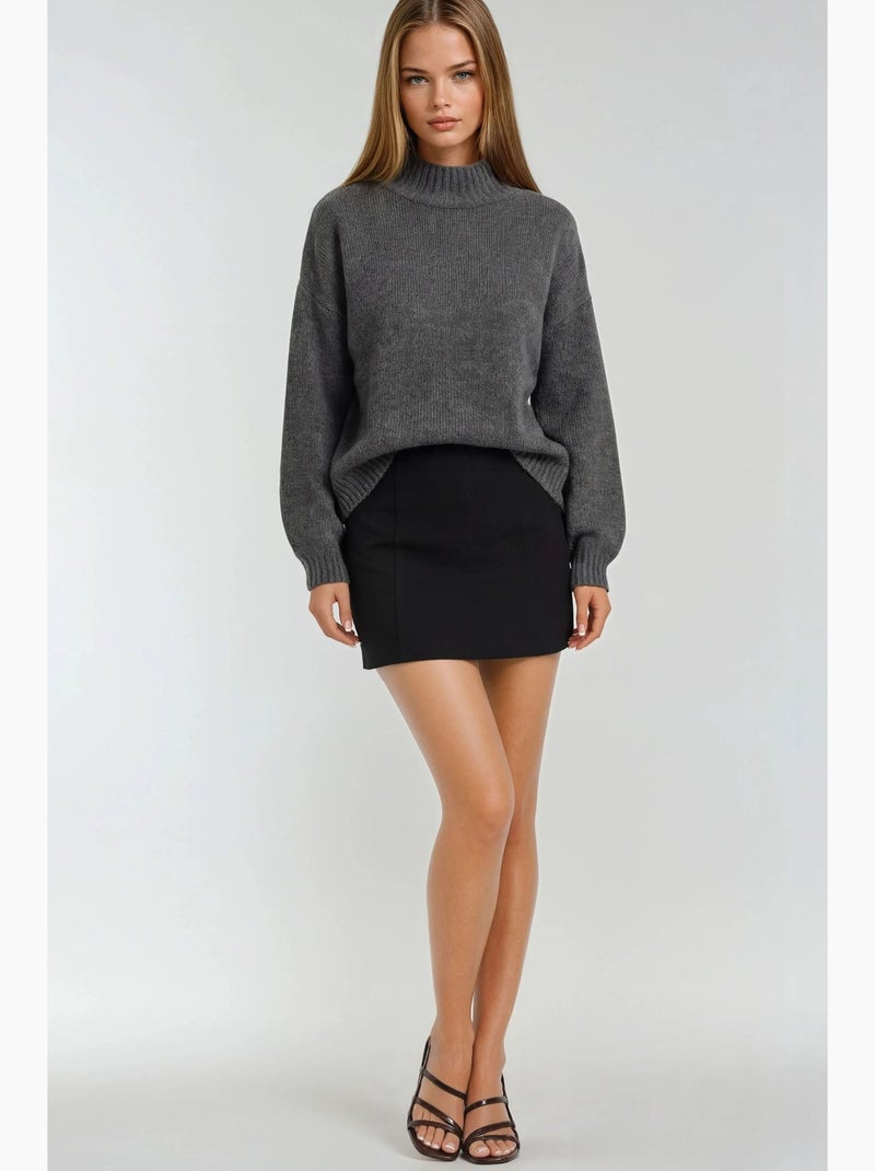 Maglione in maglia spessa relaxed fit con girocollo mixray Grigio scuro - Kiabi