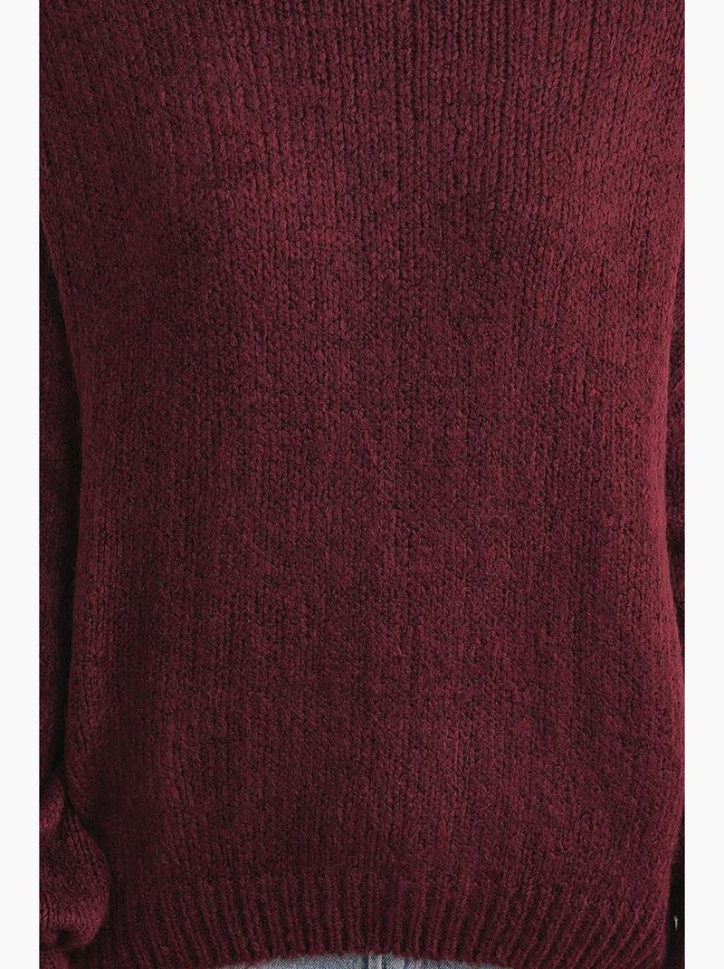 Maglione in maglia spessa relaxed fit con girocollo mixray Rosso bordeaux - Kiabi