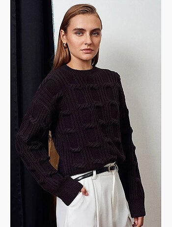 Maglione in maglia testurizzata con girocollo dilvin