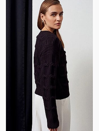 Maglione in maglia testurizzata con girocollo dilvin