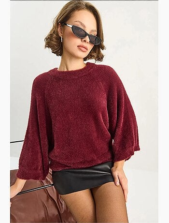 Maglione in maglia testurizzata con girocollo lucci
