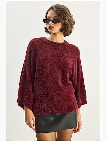 Maglione in maglia testurizzata con girocollo lucci