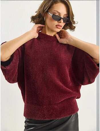 Maglione in maglia testurizzata con girocollo lucci