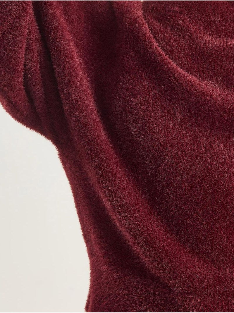 Maglione in maglia testurizzata con girocollo lucci Rosso bordeaux - Kiabi