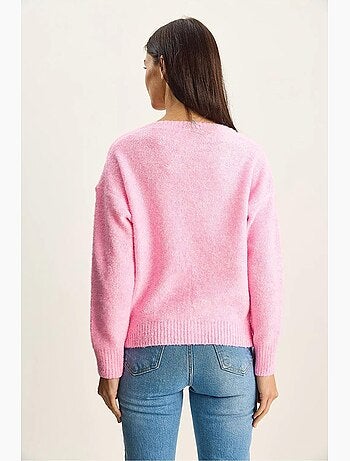 Maglione in maglia testurizzata con scollo a v lucci