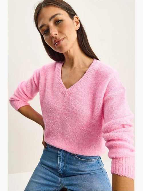Maglione in maglia testurizzata con scollo a v lucci - Kiabi