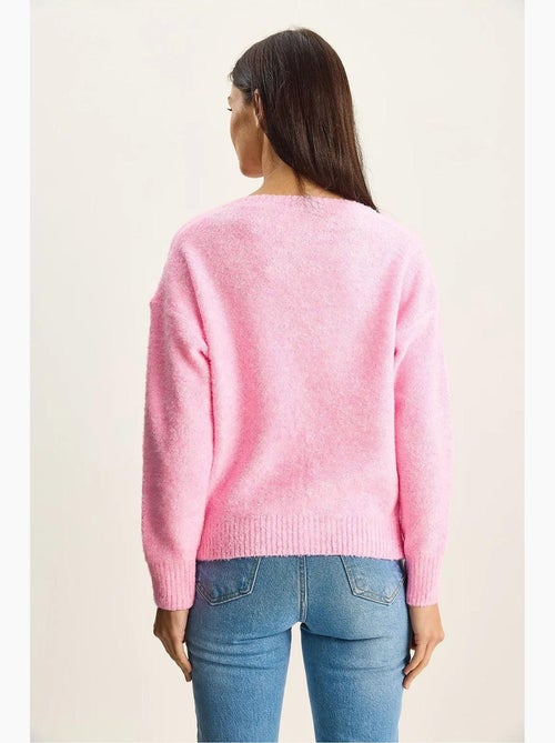 Maglione in maglia testurizzata con scollo a v lucci - Kiabi
