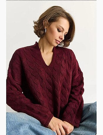Maglione in maglia testurizzata con scollo a v, relaxed fit lucci
