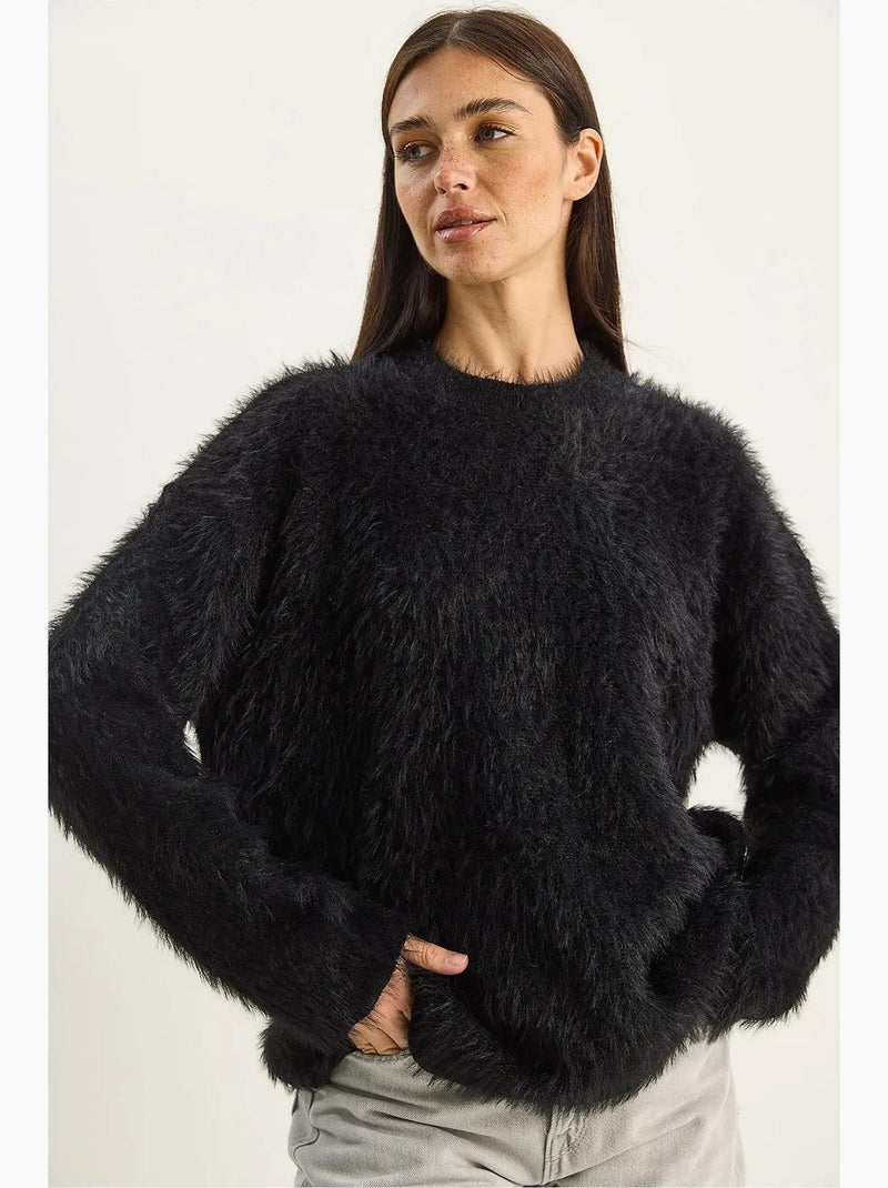 Maglione in maglia testurizzata lucci Nero - Kiabi