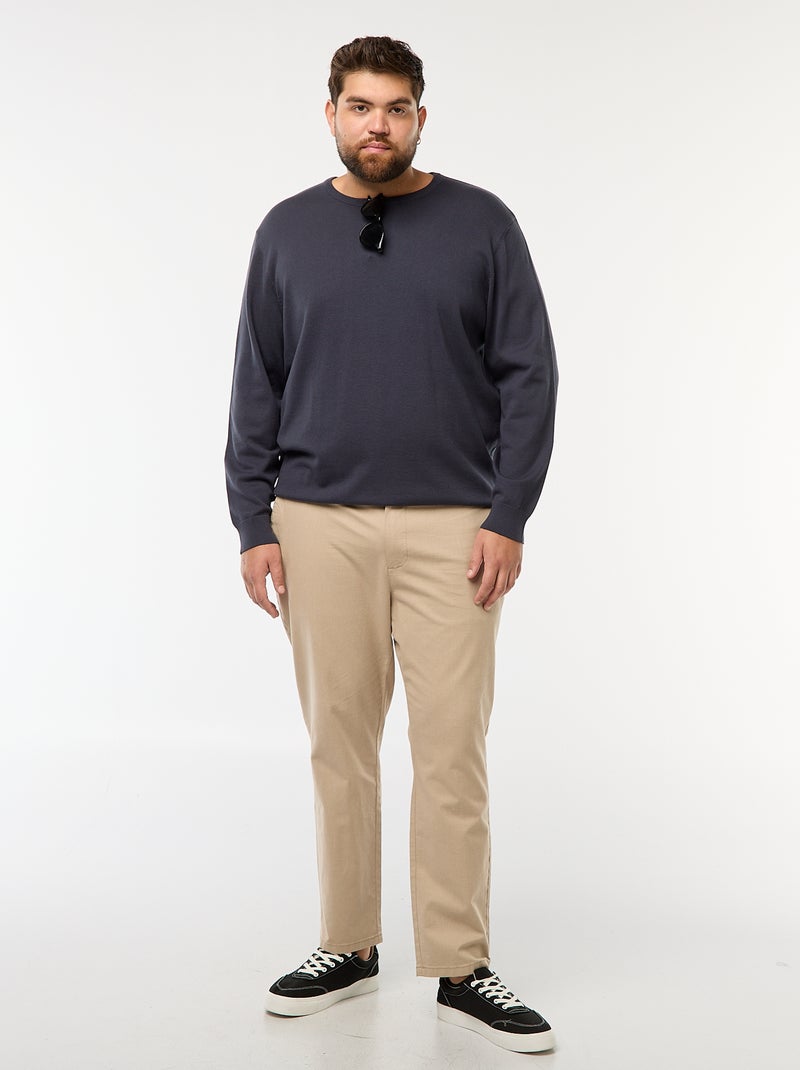 Maglione in maglia tinta unita con collo rotondo Blu - Kiabi