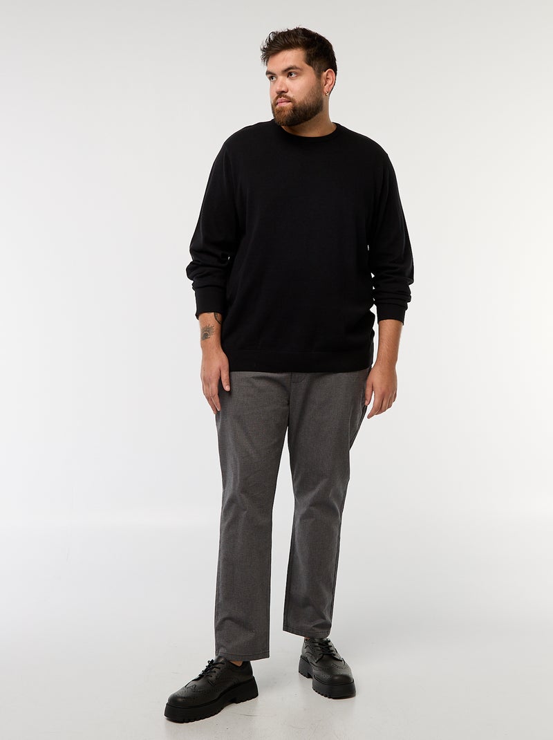 Maglione in maglia tinta unita con collo rotondo Nero - Kiabi