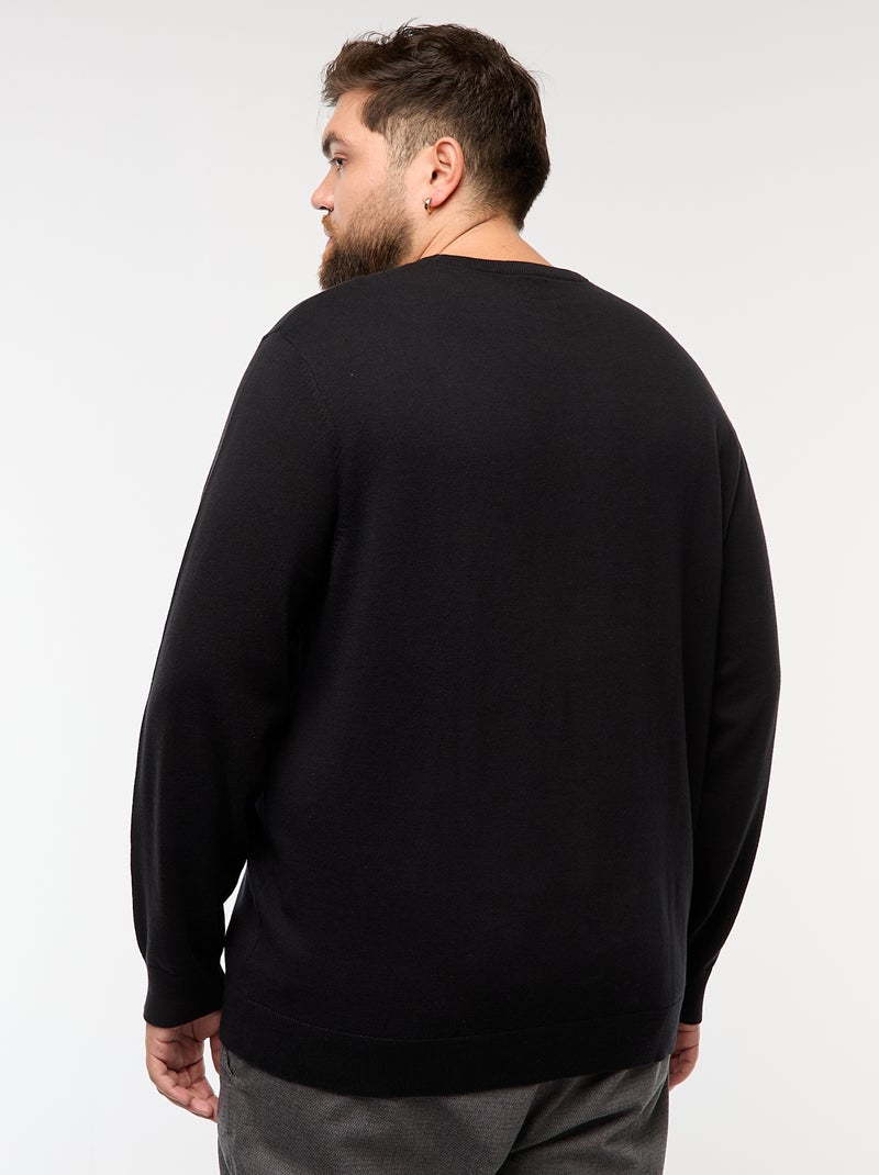 Maglione in maglia tinta unita con collo rotondo Nero - Kiabi