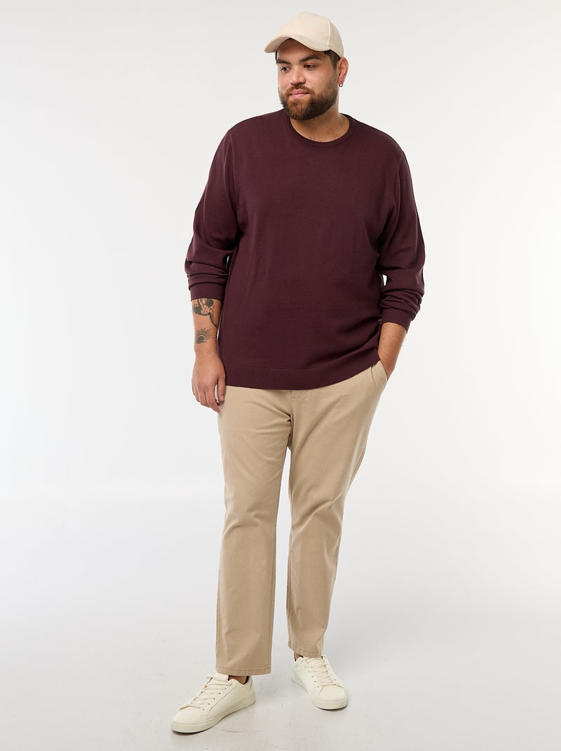 Maglione in maglia tinta unita con collo rotondo Viola - Kiabi