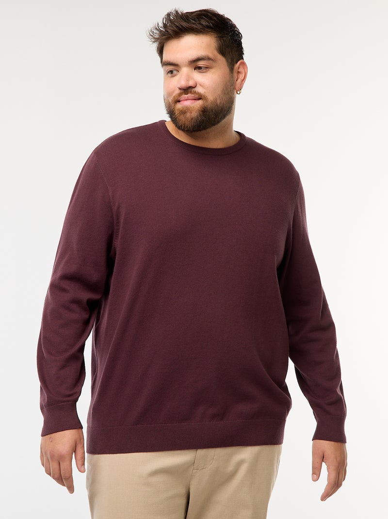 Maglione in maglia tinta unita con collo rotondo Viola - Kiabi