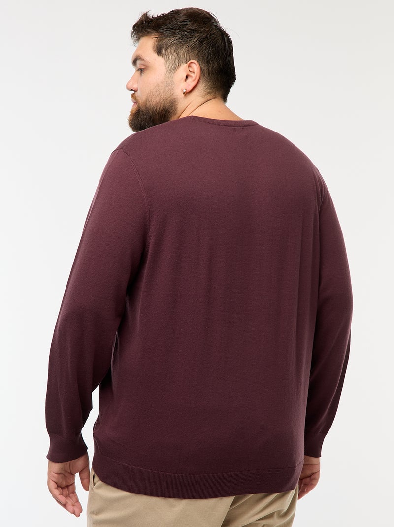 Maglione in maglia tinta unita con collo rotondo Viola - Kiabi