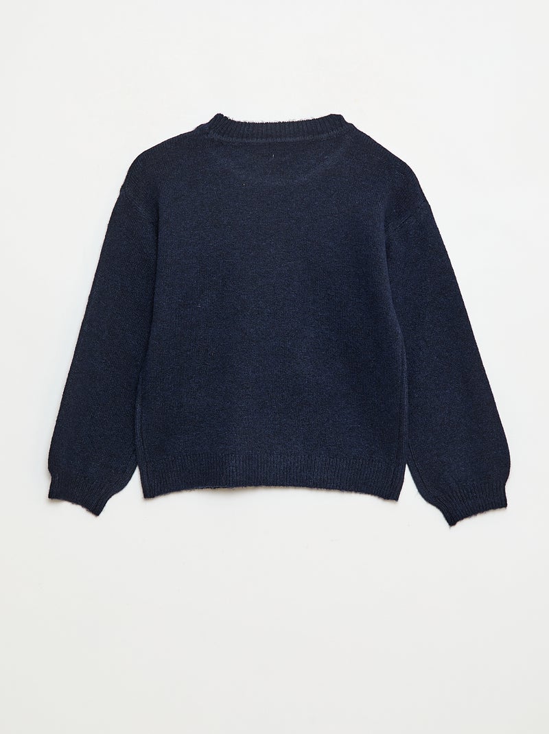 Maglione in maglia tinta unita con scollo rotondo Blu - Kiabi