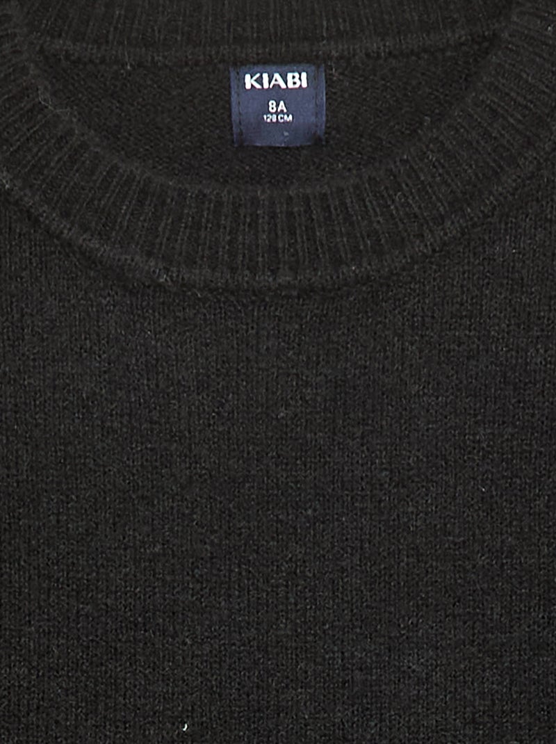Maglione in maglia tinta unita con scollo rotondo Nero - Kiabi