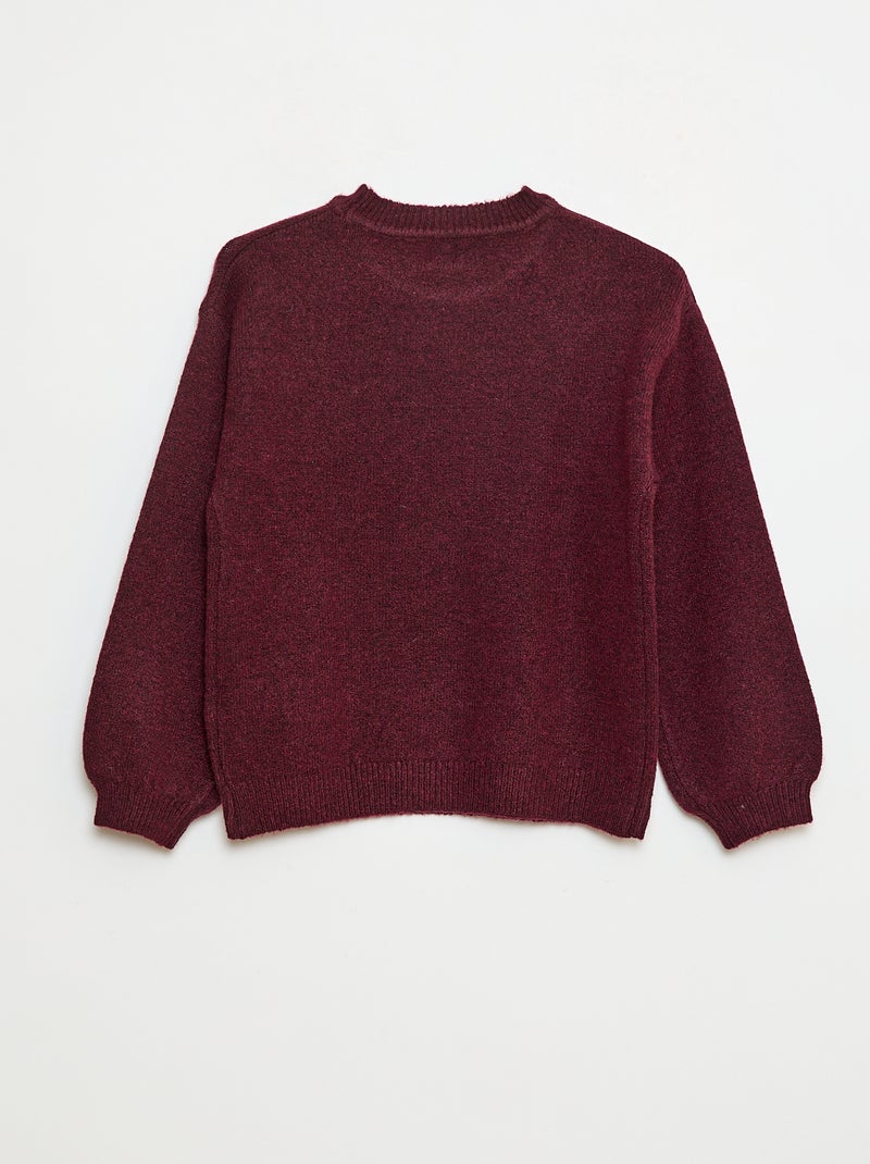 Maglione in maglia tinta unita con scollo rotondo Rosso - Kiabi