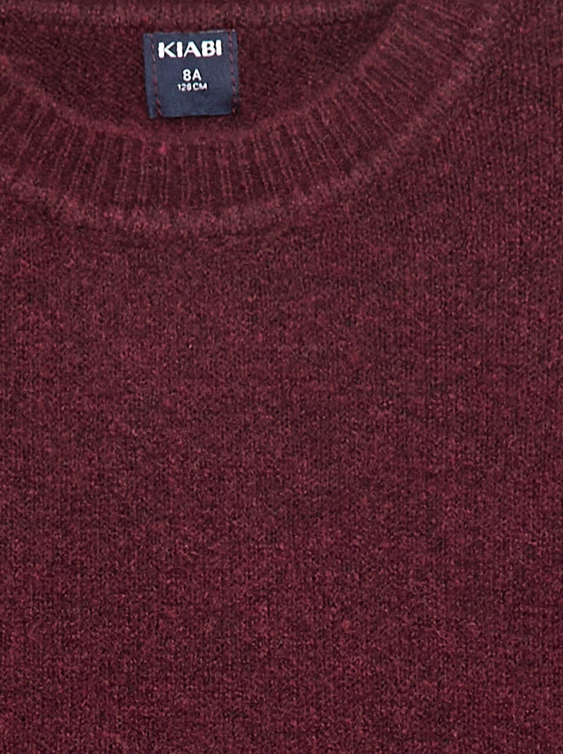 Maglione in maglia tinta unita con scollo rotondo Rosso - Kiabi