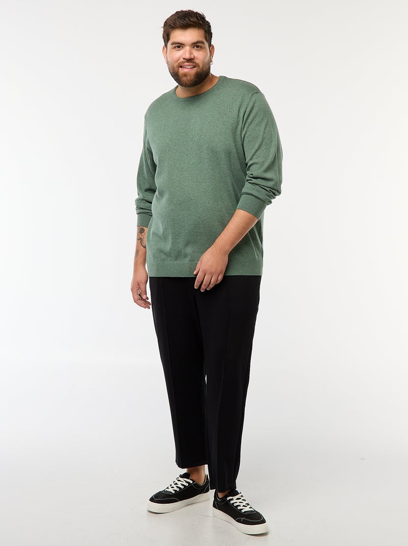 Maglione in maglia tinta unita con scollo rotondo Verde - Kiabi