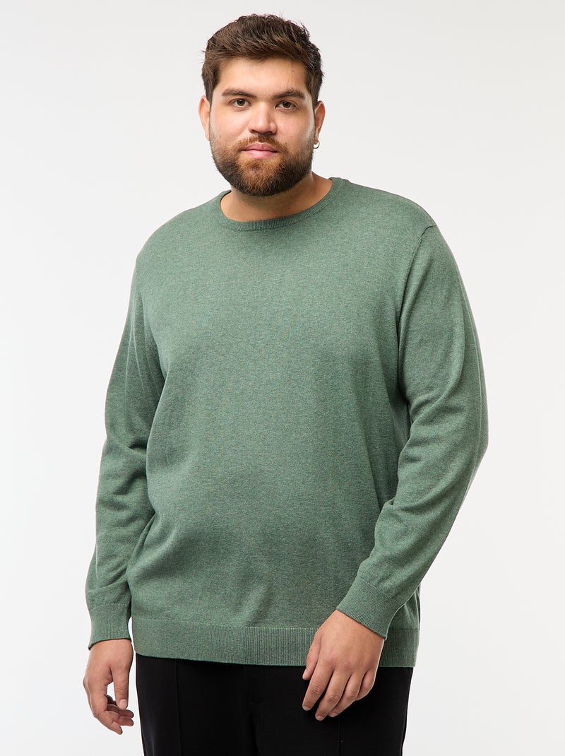 Maglione in maglia tinta unita con scollo rotondo Verde - Kiabi