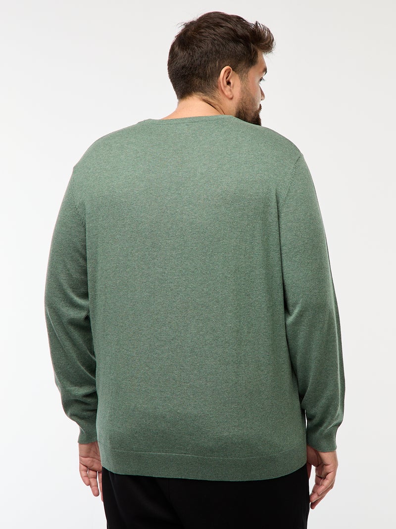 Maglione in maglia tinta unita con scollo rotondo Verde - Kiabi