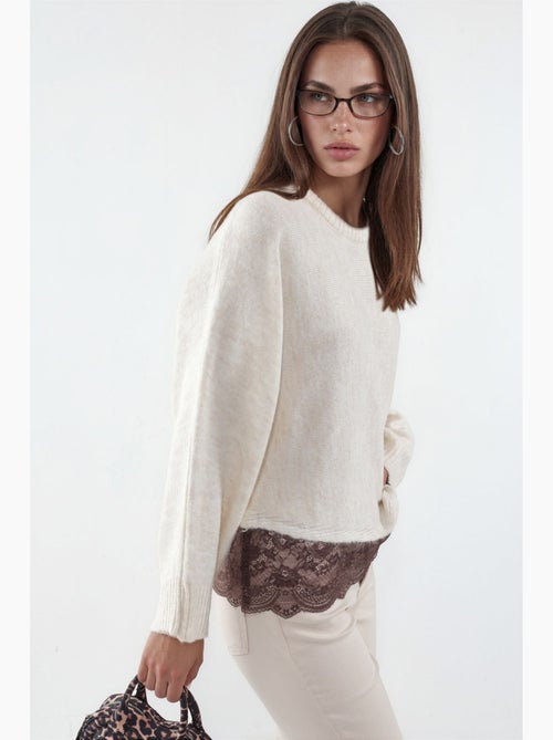 Maglione in maglia tinta unita da donna con girocollo hiccup - Kiabi Maglione in maglia tinta unita da donna con girocollo hiccup - Kiabi