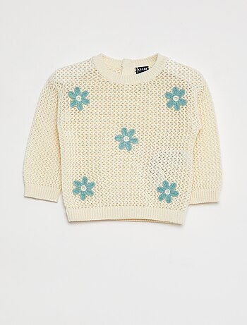 Maglione in maglia traforata con fiori