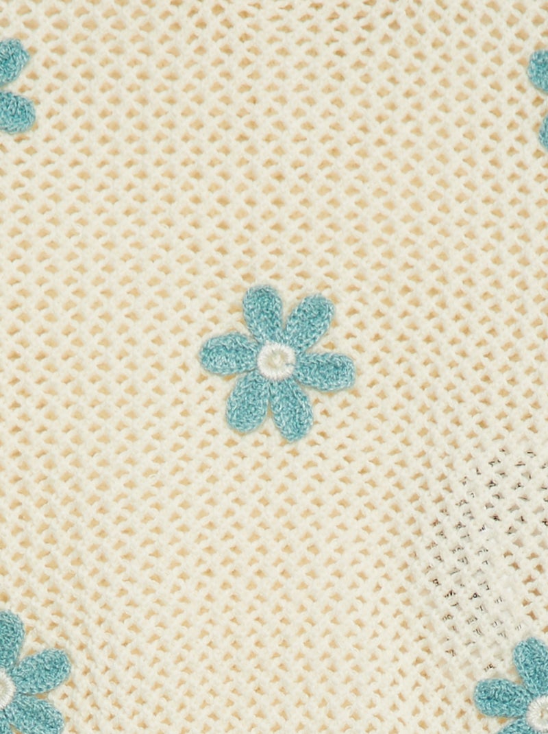 Maglione in maglia traforata con fiori BIANCO - Kiabi