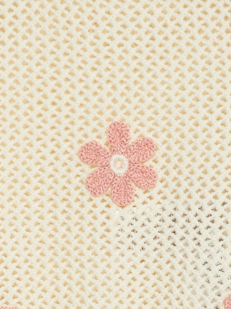 Maglione in maglia traforata con fiori ROSA - Kiabi