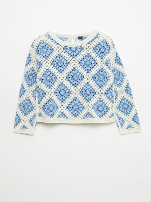 Maglione in maglia traforata con ricami floreali - Kiabi