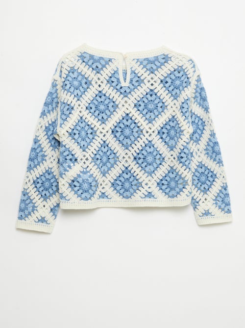 Maglione in maglia traforata con ricami floreali - Kiabi