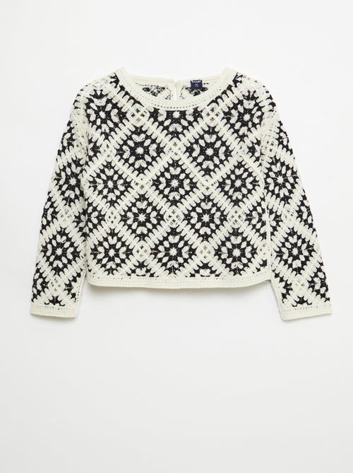 Maglione in maglia traforata con ricami floreali - Kiabi