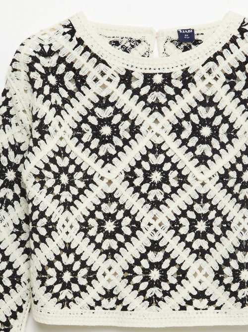 Maglione in maglia traforata con ricami floreali - Kiabi