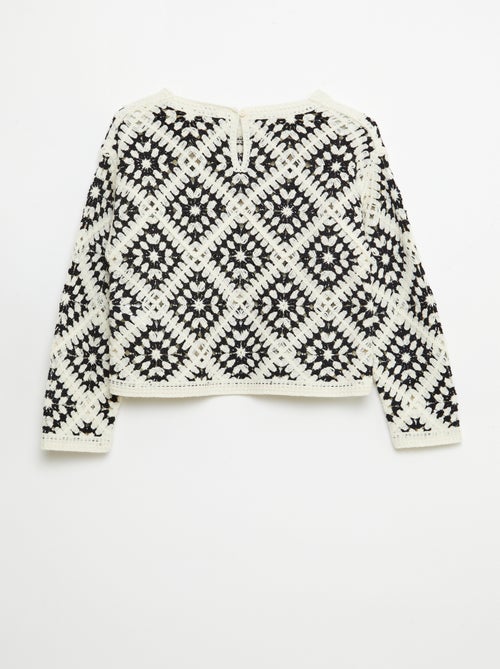 Maglione in maglia traforata con ricami floreali - Kiabi