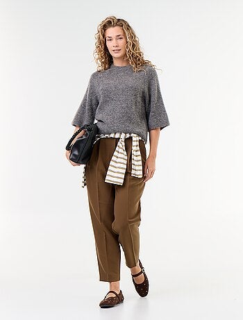 Maglione in mohair a maniche corte con giromanica sceso