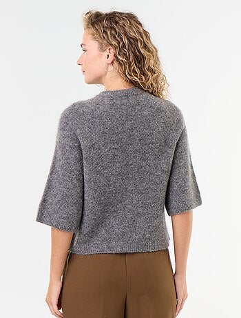 Maglione in mohair a maniche corte con giromanica sceso