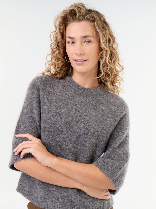 Maglione in mohair a maniche corte con giromanica sceso - Kiabi