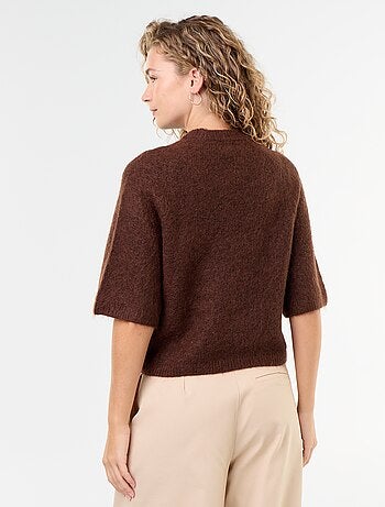 Maglione in mohair a maniche corte con giromanica sceso