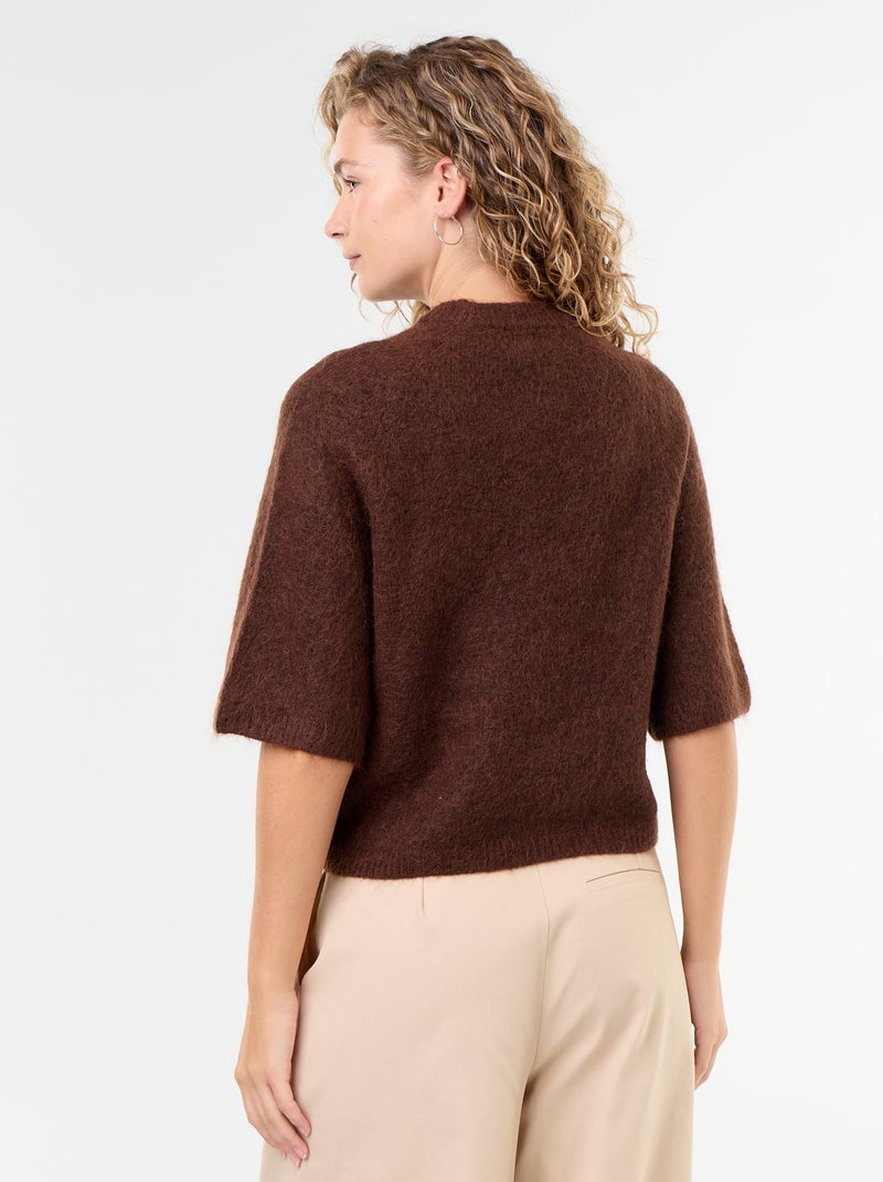 Maglione in mohair a maniche corte con giromanica sceso Marrone - Kiabi