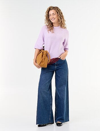 Maglione in mohair a maniche corte con giromanica sceso